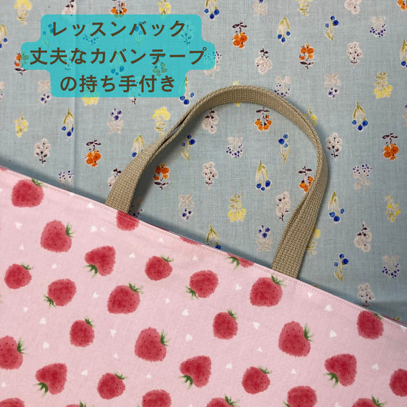 【受注生産】入園入学4点セット⭐︎イチゴ⭐︎⭐︎レッスンバッグ⭐︎お着替え袋⭐︎シューズバッグ⭐︎給食袋セット 3枚目の画像