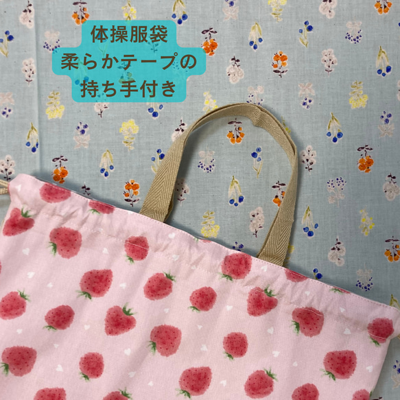 【受注生産】入園入学３点セット⭐︎イチゴ⭐︎⭐︎レッスンバッグ⭐︎お着替え袋⭐︎シューズバッグ 8枚目の画像