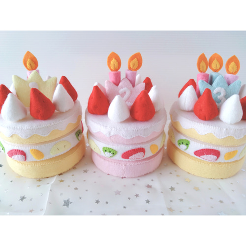 フェルトままごと おままごと ミニ バースデーケーキ ホール