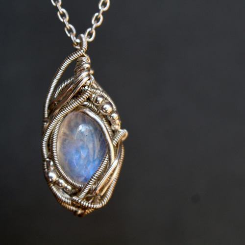 ブルームーンストーン シルバー925 ワイヤーラッピング 流れ