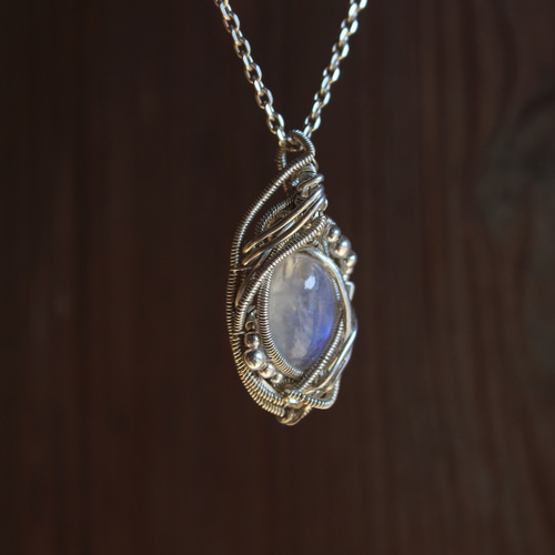 ブルームーンストーン シルバー925 ワイヤーラッピング 流れ