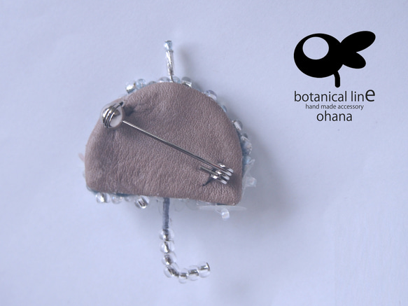 ohana brooch - umbrella glay [ビーズ 刺繍 傘ブローチ] 3枚目の画像