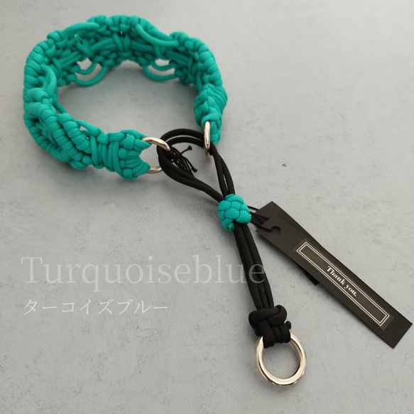 ボヘミアンな中型犬・大型犬向け幅広め4.5㎝ハーフチョーク【Macrame 4.5】ストッパー付き❁全８色より 5枚目の画像