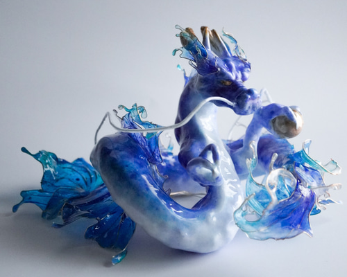 花龍立体オブジェ 　縁起物　龍の置物 花龍立体オブジェ 縁起物 龍の置物