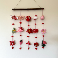 壁掛け吊るし雛③ かわいい吊るし飾り 1点物 桃の節句 ひな祭り