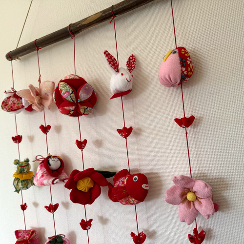 壁掛け吊るし雛③ かわいい吊るし飾り 1点物 桃の節句 ひな祭り