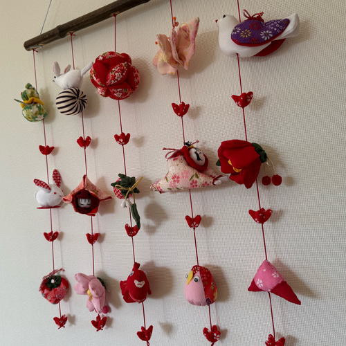 壁掛け吊るし雛④ かわいい吊るし飾り 1点物 桃の節句 ひな祭り