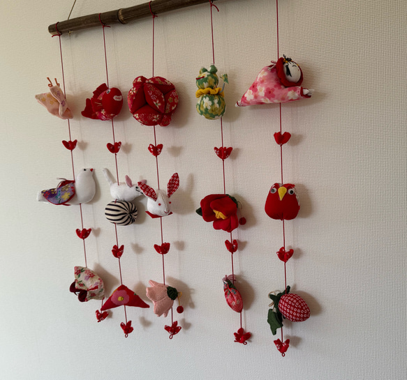 壁掛け吊るし雛⑤  かわいい吊るし飾り　１点物　桃の節句　ひな祭り　　雛人形 4枚目の画像