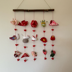 壁掛け吊るし雛⑤  かわいい吊るし飾り　１点物　桃の節句　ひな祭り　　雛人形 8枚目の画像