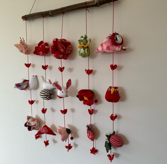 壁掛け吊るし雛⑤  かわいい吊るし飾り　１点物　桃の節句　ひな祭り　　雛人形 5枚目の画像
