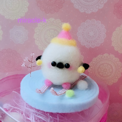 新メンバー・シマエナガくんもスキーをはじめました 羊毛フェルト 