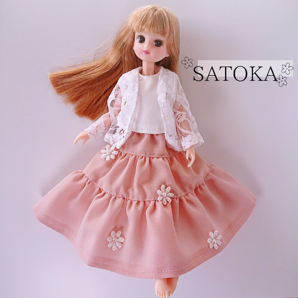 リカちゃん服】お花のティアードスカート【22cmドールサイズ