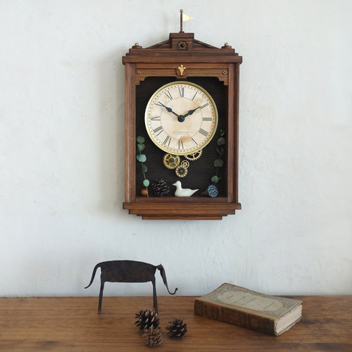 送料無料】Nostalgico#018 レトロな掛け時計 Mサイズ 手作り品