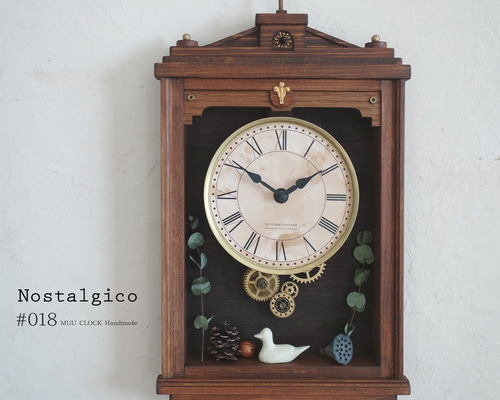 送料無料】Nostalgico#018 レトロな掛け時計 Mサイズ 手作り品