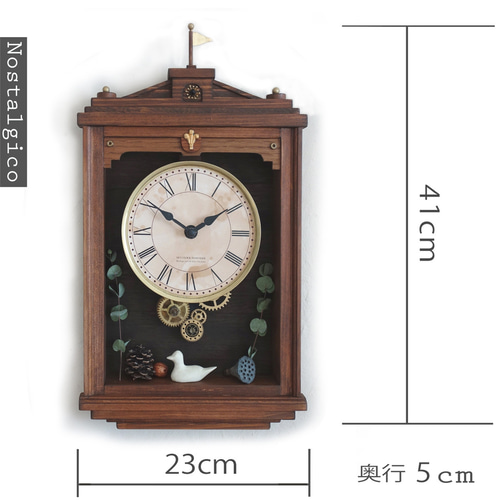 送料無料】Nostalgico#018 レトロな掛け時計 Mサイズ 手作り品