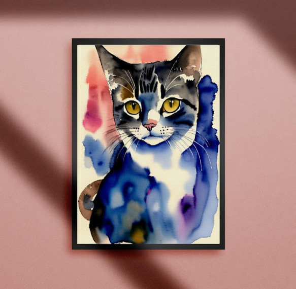 A4額付き】にゃんこ 猫 ネコ ねこ キャット ペイントアート ボップ 