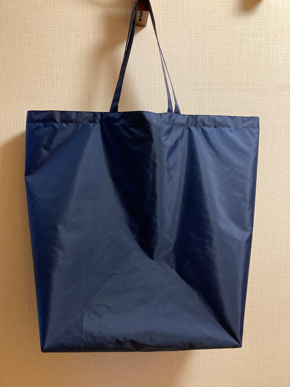 濃紺サブバッグ　大きなバッグ　厚手　お迎えランドセルバッグ　撥水　ママバッグ 1枚目の画像
