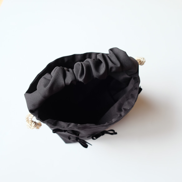 ブラック『ベロアリボン巾着バッグ』,  巾着 巾着ポーチ  振袖 袴 着物 ギフト バレンタイン 10枚目の画像