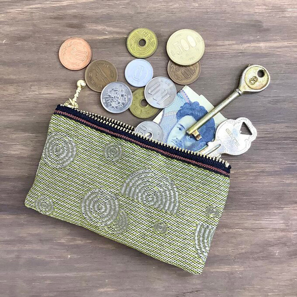 枯山水】畳縁 ぺたんこ 小銭入れ ミニポーチ カードケース 芥子 黄色  