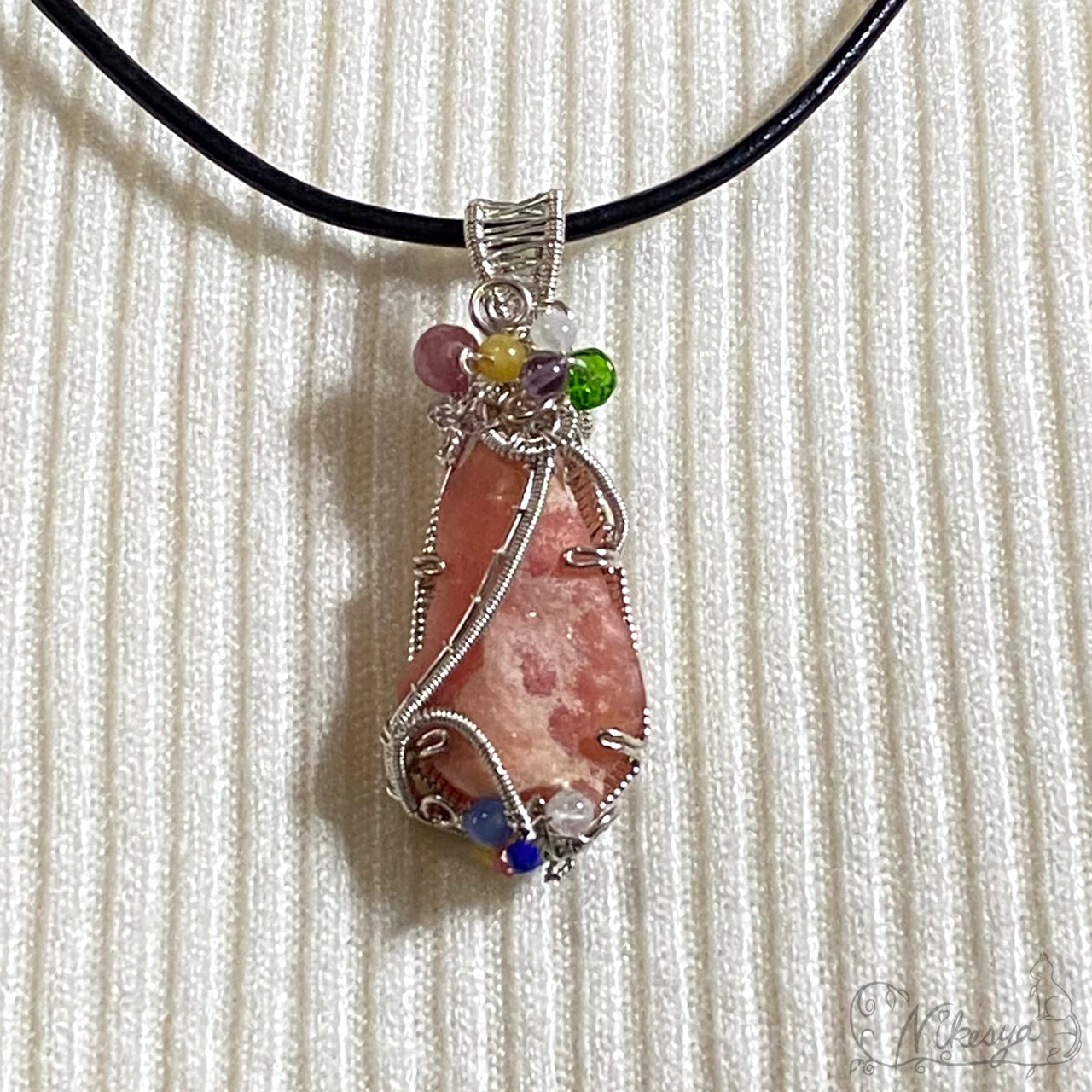 【Silver925】インカローズ原石のペンダントトップ【ワイヤーアクセサリー】【1点もの】【送料無料】