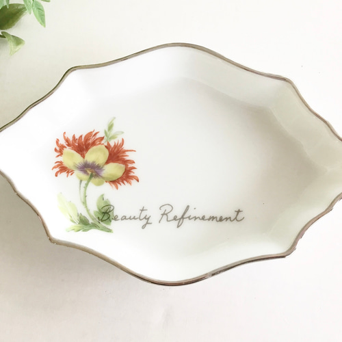 本田あつみ　花柄オーバル型陶器皿　2枚セット ⭐️花柄オーバル皿 2点セット⭐️ 本田あつみ 花柄オーバル型陶器