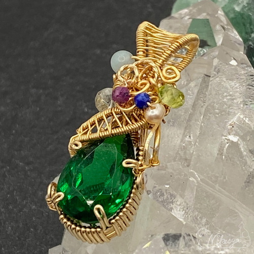 yumiページ☆ サファイア、ガーネット ワイヤーラッピング Himalayan Quartz＆Amethyst No.02 - ワイヤーラッピングを使っ