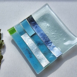 ガラスの器　金属箔角皿15㎝ 14枚目の画像