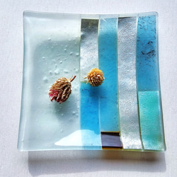 ガラスの器　金属箔角皿15㎝ 4枚目の画像