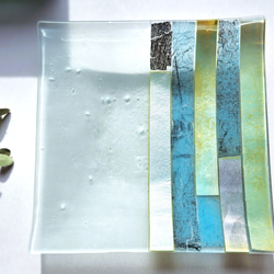 ガラスの器　金属箔角皿21㎝角 1枚目の画像
