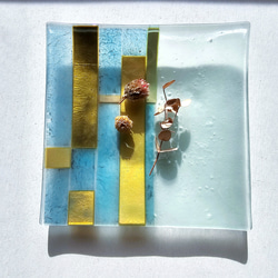 ガラスの器　金属箔角皿21㎝角 12枚目の画像