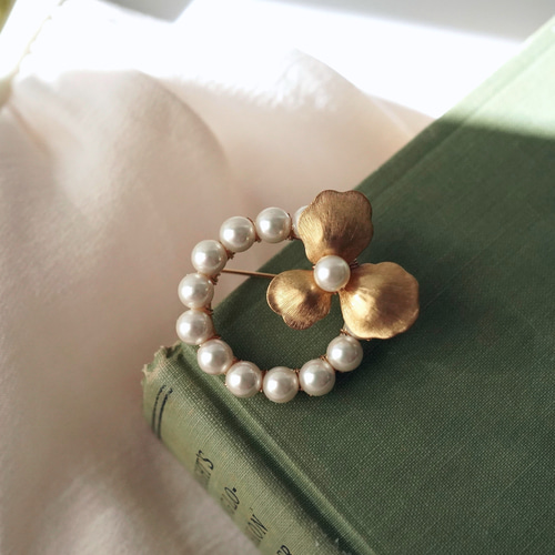 3点セット 国産貝パール ブローチ・ネックレス・ピアス（イヤリング