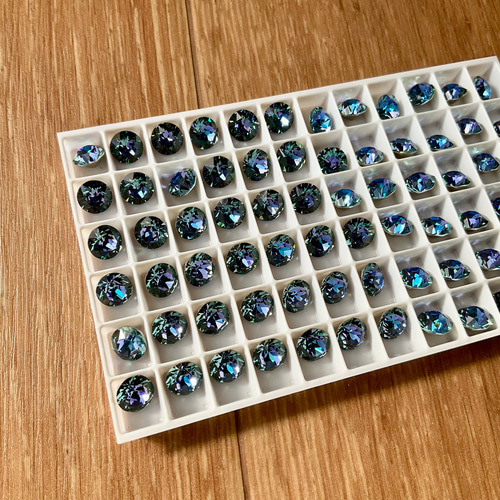 12粒】特注品 スワロフスキー チャトン1088 ss39 アクアマリンヴィ