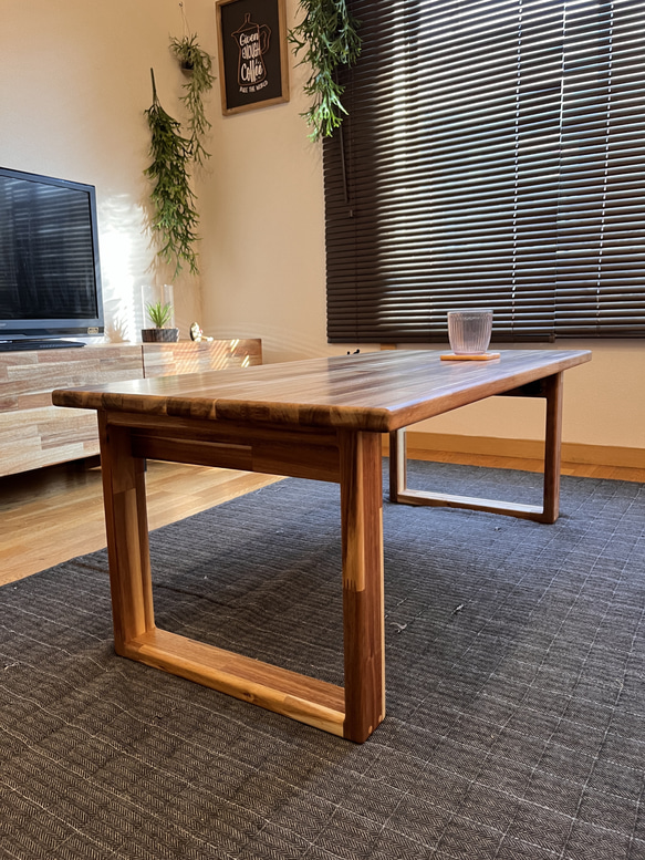 アカシアのローテーブル 折り畳み式 ミドルサイズ 1000×500×400mm 3枚目の画像