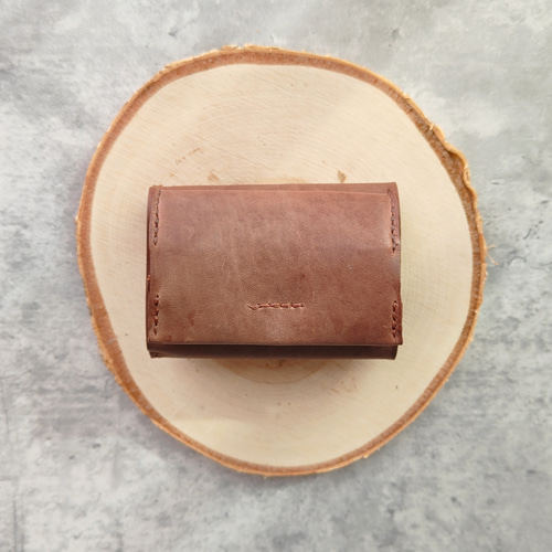 イタリアンレザー】身軽にキマる♪手縫いの三つ折り財布（ミニ財布