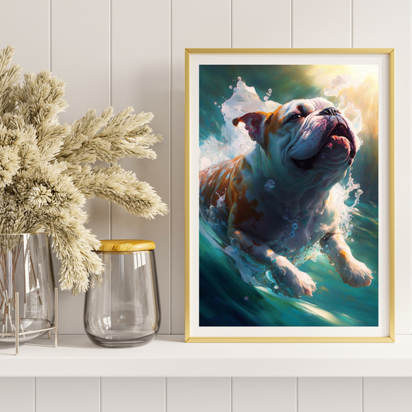 【希望の光 - ブルドッグ犬 No.2】風水画 アートポスター 犬の絵 犬の絵画 犬のイラスト 8枚目の画像