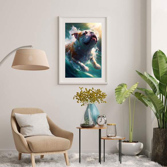 【希望の光 - ブルドッグ犬 No.2】風水画 アートポスター 犬の絵 犬の絵画 犬のイラスト 7枚目の画像