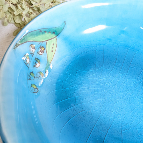 お花のカタチの器(中)すずらん柄 中皿 アトリエ翡翠 通販 17118564