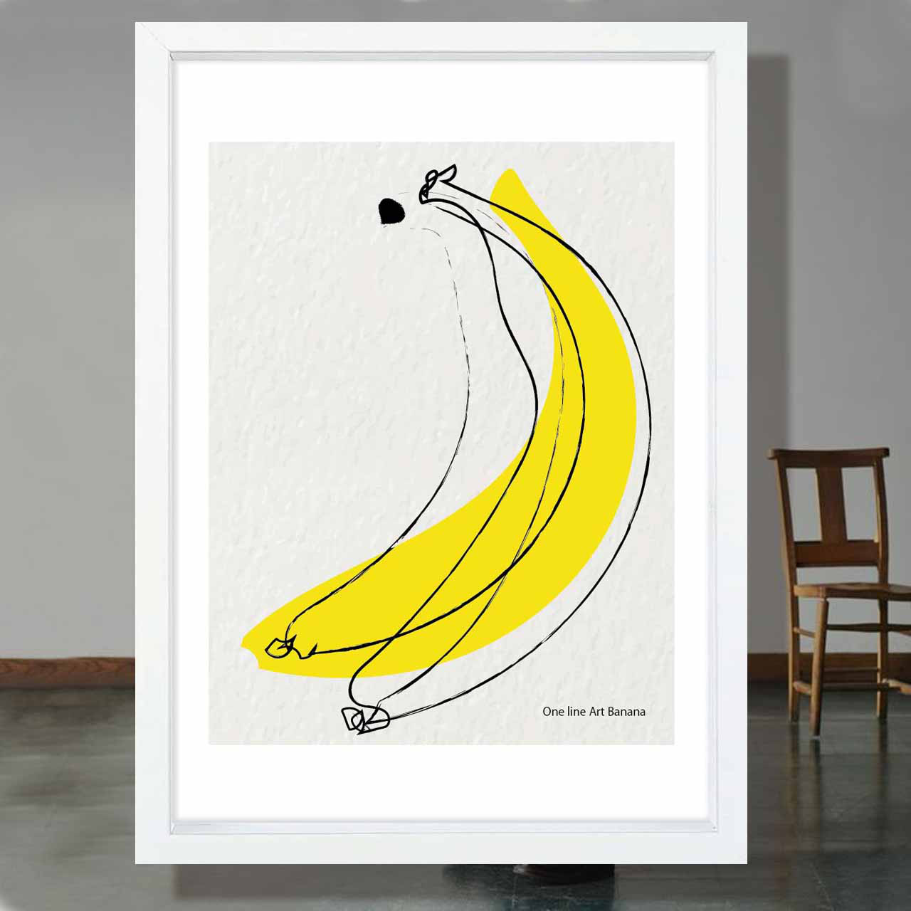 Banana One line　イラスト　ポスター　A4 A3 A2 A1　アート  アートポスター　sei　2337