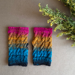 手編み　2WAY＊湖と木の実の森♢ハンドウォーマー　お手元華やぐカラフルなグラデーション　NORO毛糸の便利な指出し手袋 10枚目の画像