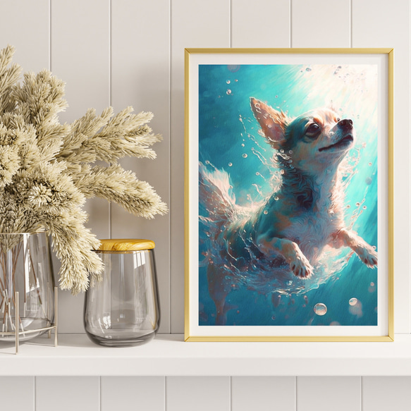 【希望の光 - チワワ犬 No.3】風水画 アートポスター 犬の絵 犬の絵画 犬のイラスト 8枚目の画像
