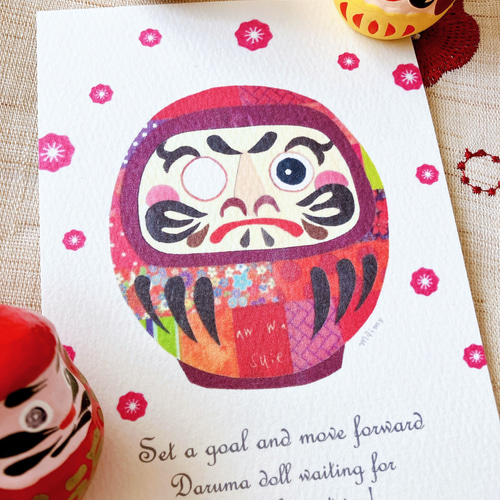 まむ ポストカード 願掛けダルマ】ポストカード3枚組 ポストカード maimy-sketchbook 通販