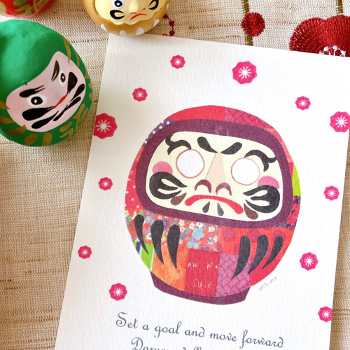 願掛けダルマ】ポストカード3枚組 ポストカード maimy-sketchbook 通販