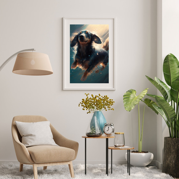 【希望の光 - ダックスフンド犬 No.3】風水画 アートポ風水画 アートポスター 犬の絵 犬の絵画 犬のイラスト 7枚目の画像