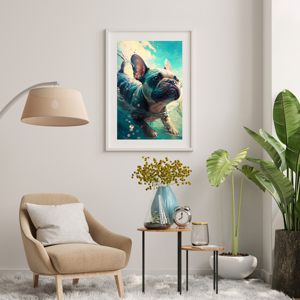 【希望の光 - フレンチブルドッグ犬 No.1】風水画 アートポスター 犬の絵 犬の絵画 犬のイラスト 7枚目の画像