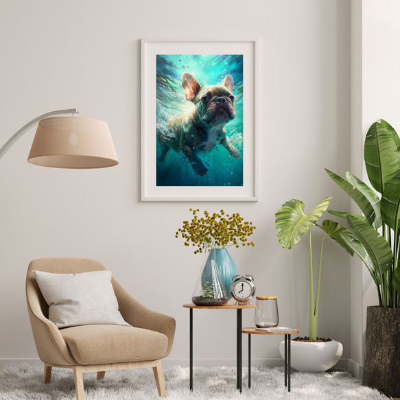 【希望の光 - フレンチブルドッグ犬 No.2】風水画 アートポスター 犬の絵 犬の絵画 犬のイラスト 7枚目の画像