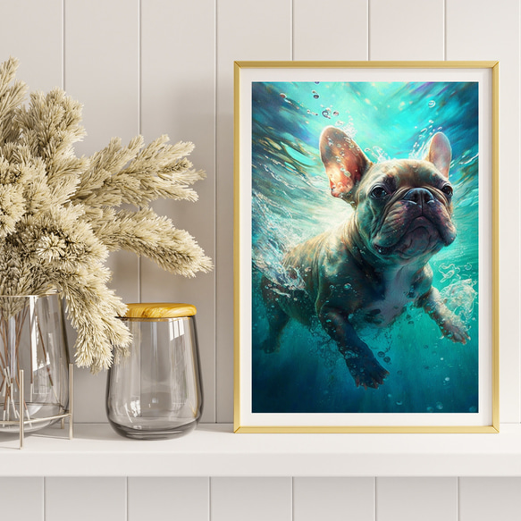 【希望の光 - フレンチブルドッグ犬 No.2】風水画 アートポスター 犬の絵 犬の絵画 犬のイラスト 8枚目の画像
