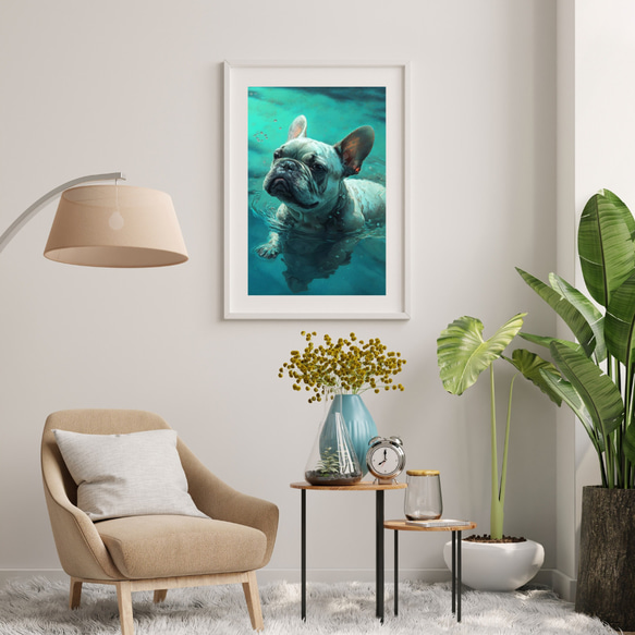 【希望の光 - フレンチブルドッグ犬 No.3】風水画 アートポスター 犬の絵 犬の絵画 犬のイラスト 7枚目の画像