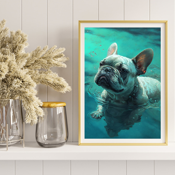 【希望の光 - フレンチブルドッグ犬 No.3】風水画 アートポスター 犬の絵 犬の絵画 犬のイラスト 8枚目の画像