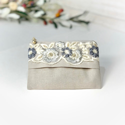 ポケットティッシュケース ❇︎ ポーチ付き / インド刺繍リボン