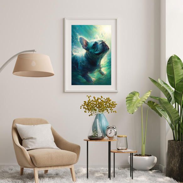 【希望の光 - フレンチブルドッグ犬 No.6】風水画 アートポスター 犬の絵 犬の絵画 犬のイラスト 7枚目の画像